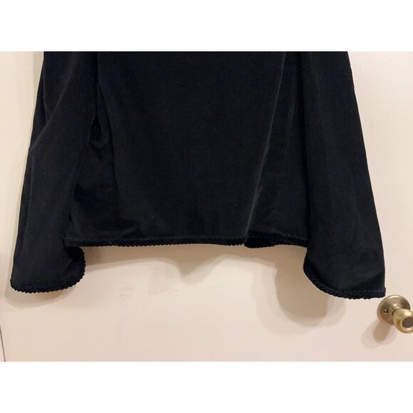 Vintage Black Velvet  Jacket Sz 11/12 Open  Front Braided Trim Lined Blazer Form - Picture 15 of 15